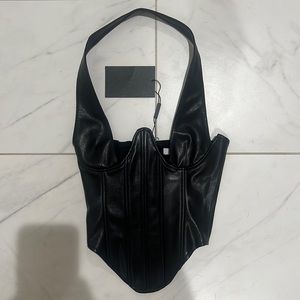 Black Leather Miaou Corset